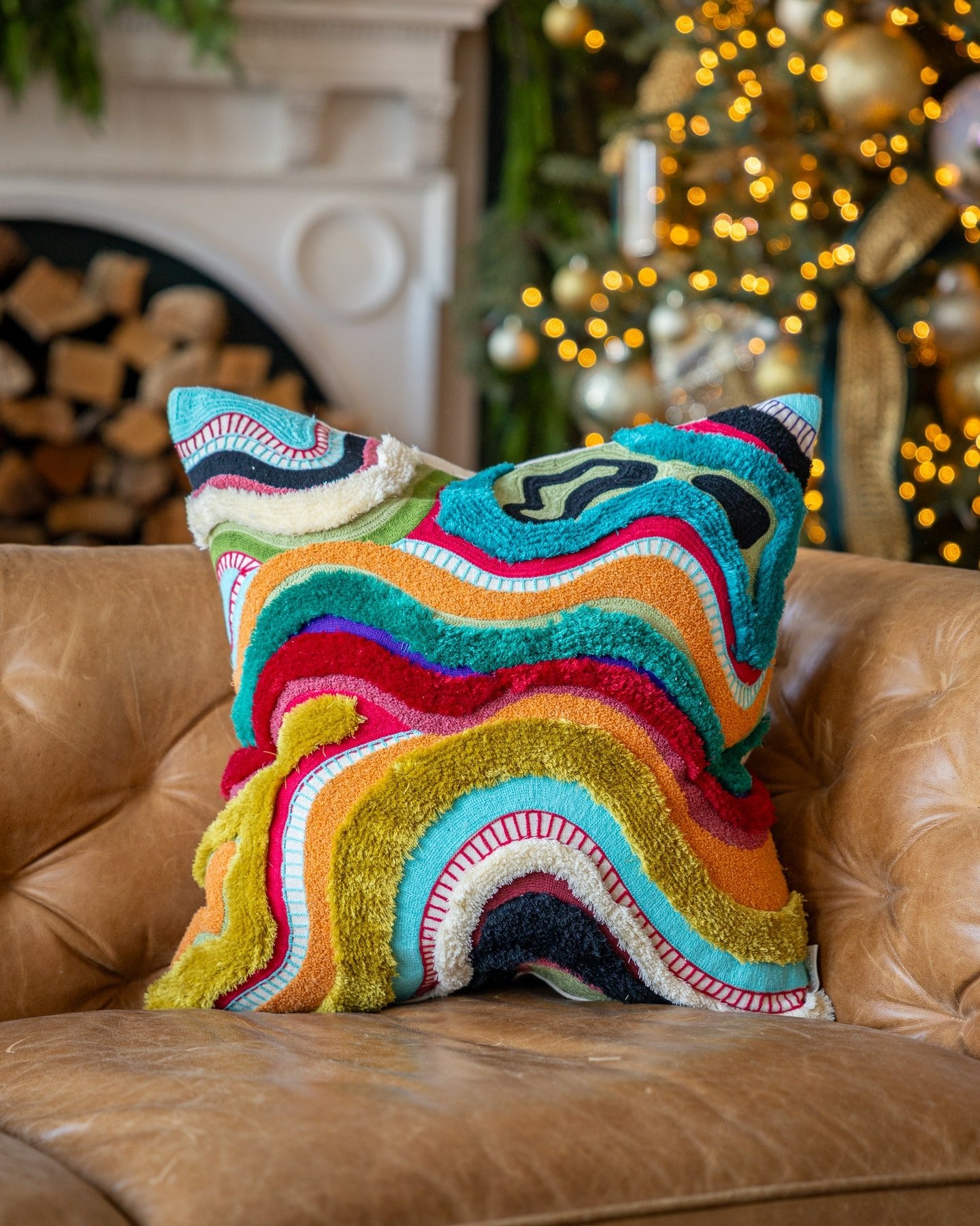 Echo Organic Cotton Abstract Throw Pillow YaYa Co