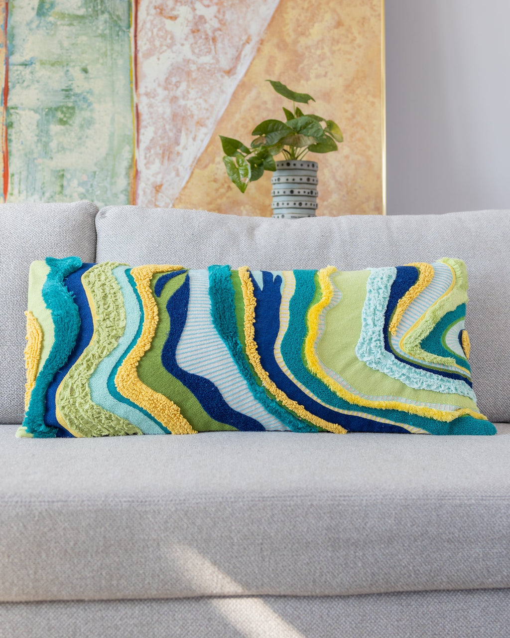 Echo Organic Cotton Abstract Lumbar Pillow – YaYa & Co.