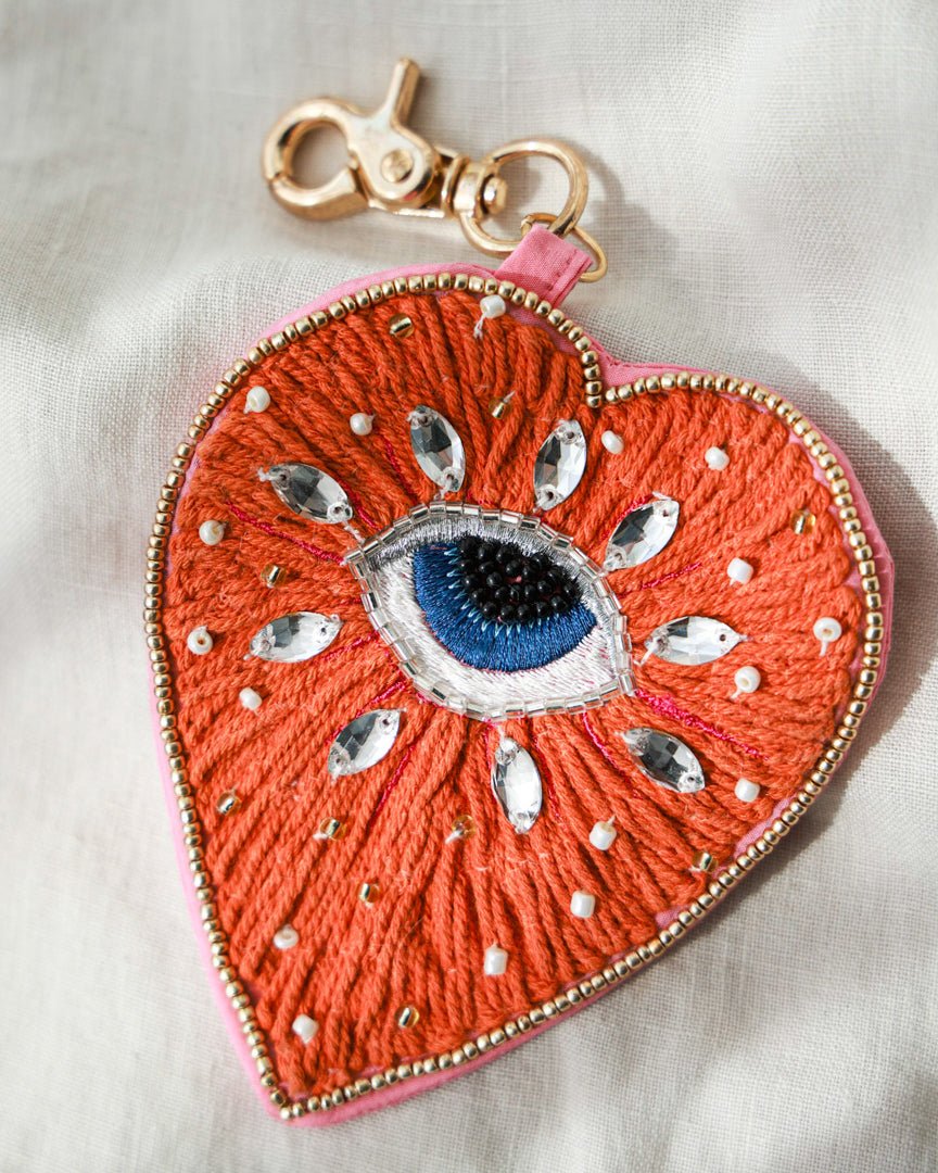 Red Heart Beaded Coin Purse