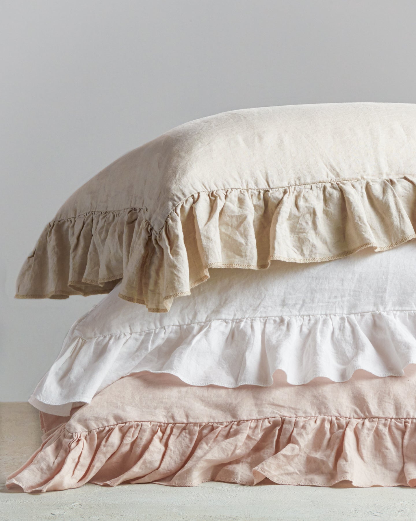 Linen ruffle pillow cases best sale