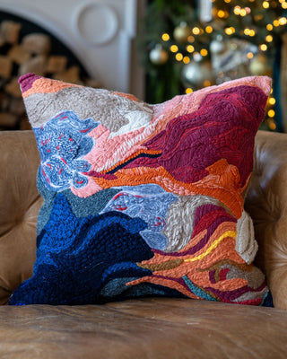 Aura Organic Cotton Abstract Throw Pillow - YaYa & Co.