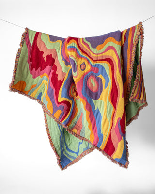 Bellows Abstract Organic Cotton Tapestry Throw Blanket - YaYa & Co.