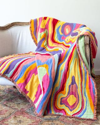 Bellows Abstract Organic Cotton Tapestry Throw Blanket - YaYa & Co.