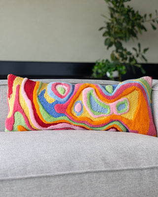 Bellows Organic Cotton Abstract Lumbar Pillow - YaYa & Co.