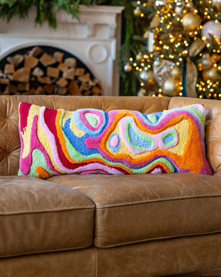 Bellows Organic Cotton Abstract Lumbar Pillow - YaYa & Co.