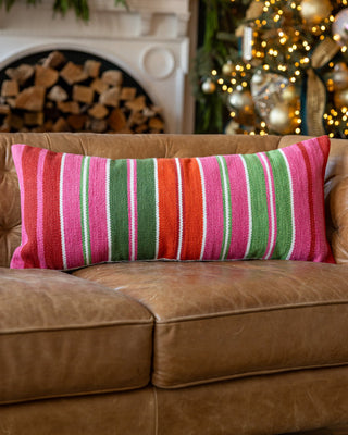 Blake Organic Cotton Striped Lumbar Pillow - YaYa & Co.