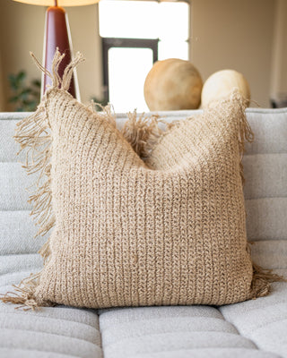 Brooke Organic Jute Knit Throw Pillow - YaYa & Co.