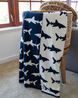 Bruce Organic Cotton Shark Baby and Kids Throw Blanket - YaYa & Co.