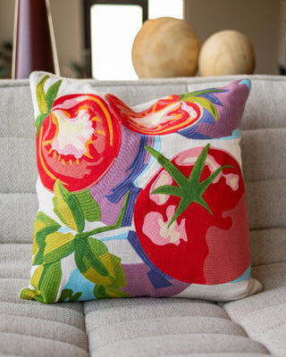 Capri Abstract Tomato Organic Cotton Throw Pillow - YaYa & Co.