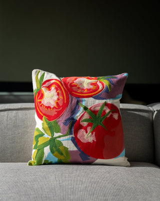 Capri Abstract Tomato Organic Cotton Throw Pillow - YaYa & Co.