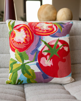 Capri Abstract Tomato Organic Cotton Throw Pillow - YaYa & Co.