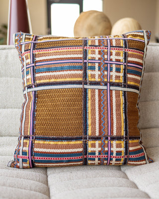 Dexter Organic Cotton Embroidered Throw Pillow - YaYa & Co.