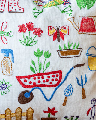 Dottie Doodle Drawing Organic Linen Throw Pillow - YaYa & Co.