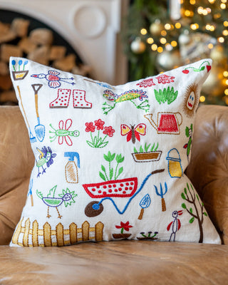 Dottie Doodle Drawing Organic Linen Throw Pillow - YaYa & Co.