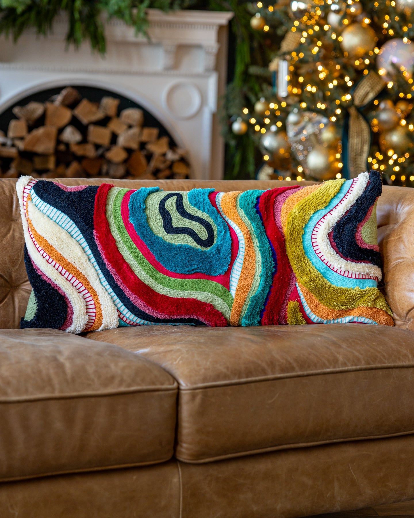 Echo Organic Cotton Abstract Lumbar Pillow YaYa Co