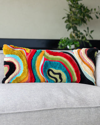 Echo Organic Cotton Abstract Lumbar Pillow - YaYa & Co.