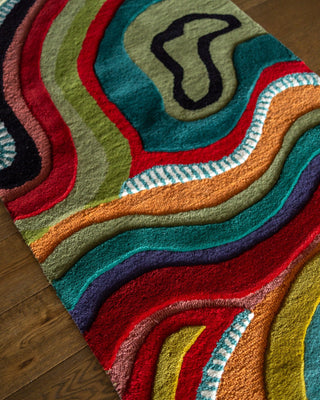 Echo Organic Wool Handmade Colorful Tufted Abstract Runner Rug - YaYa & Co.