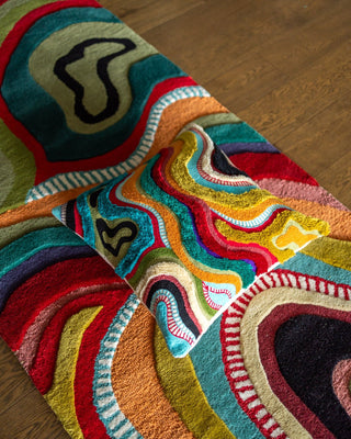 Echo Organic Wool Handmade Colorful Tufted Abstract Runner Rug - YaYa & Co.