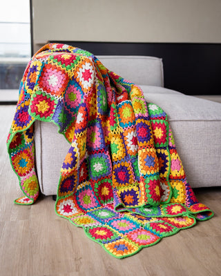 Emmie Organic Cotton Granny Square Crochet Throw Blanket - YaYa & Co.