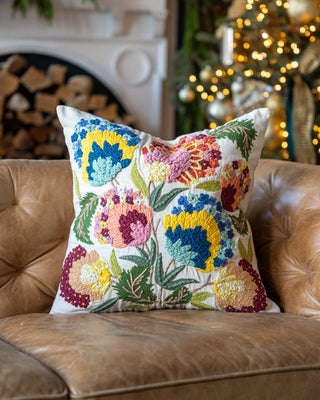 Faye Organic Cotton Abstract Floral Throw Pillow - YaYa & Co.