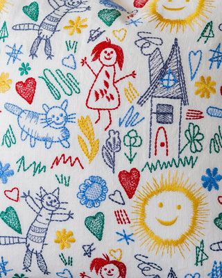 Felix Doodle Drawing Organic Linen Throw Pillow - YaYa & Co.