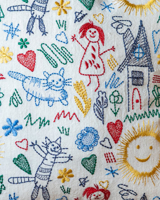 Felix Doodle Drawing Organic Linen Throw Pillow - YaYa & Co.