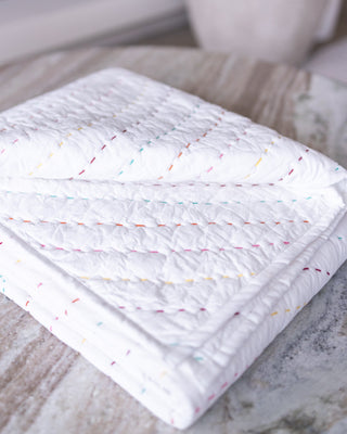 Frida Organic Cotton Rainbow Stitch Baby and Kids Quilt Blanket - YaYa & Co.