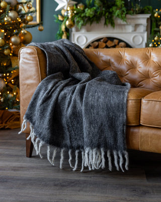 Gal Organic Brushed Wool Throw Blanket with Tassels - YaYa & Co.