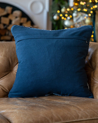 Indigo Recycled Denim Button Throw Pillow - YaYa & Co.