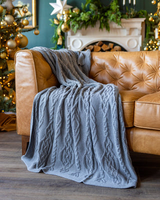 Lennox Organic Cotton Cable Knit Throw Blanket - YaYa & Co.