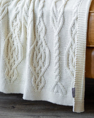 Lennox Organic Cotton Cable Knit Throw Blanket - YaYa & Co.