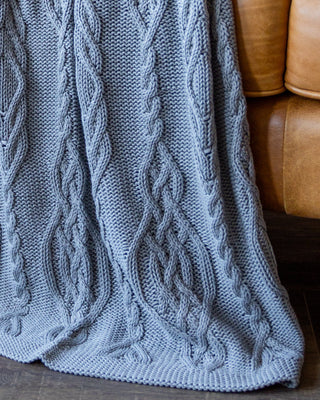 Lennox Organic Cotton Cable Knit Throw Blanket - YaYa & Co.