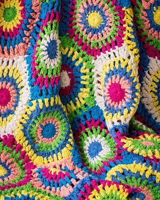 Maxine Organic Cotton Retro Crochet Throw Blanket - YaYa & Co.