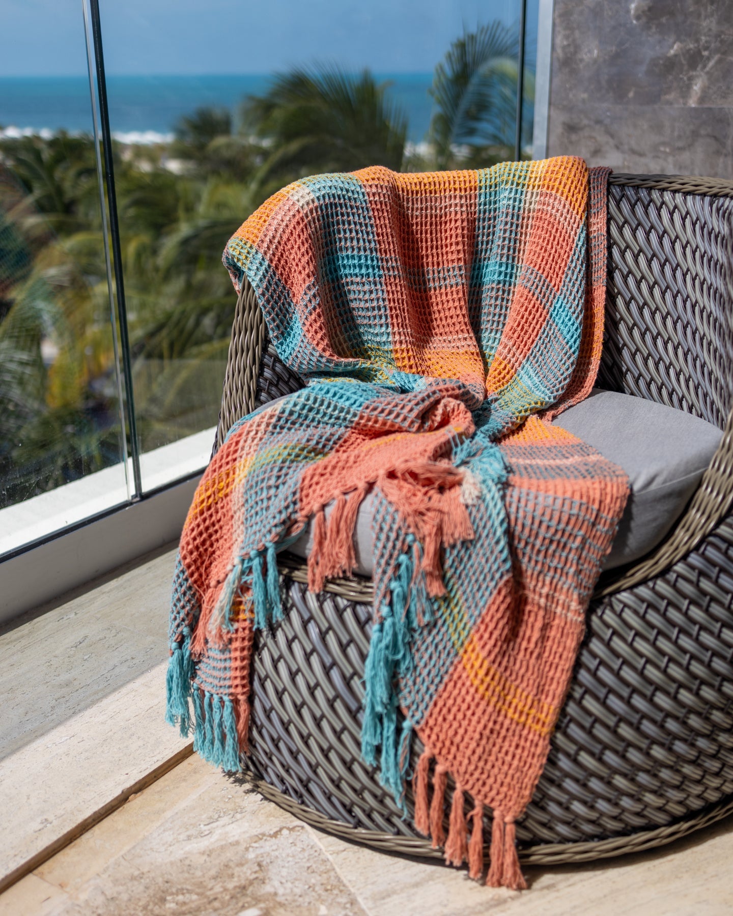 Waffle knit throw blanket sale