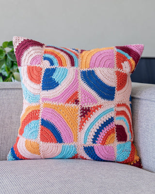 Vera Organic Cotton Abstract Crochet Throw Pillow - YaYa & Co.