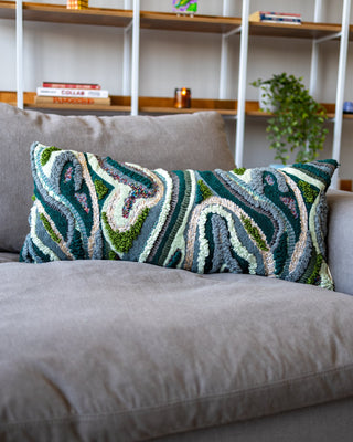 Waves Organic Cotton Abstract Lumbar Pillow - YaYa & Co.