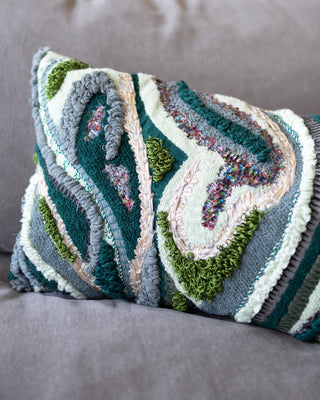 Waves Organic Cotton Abstract Lumbar Pillow - YaYa & Co.