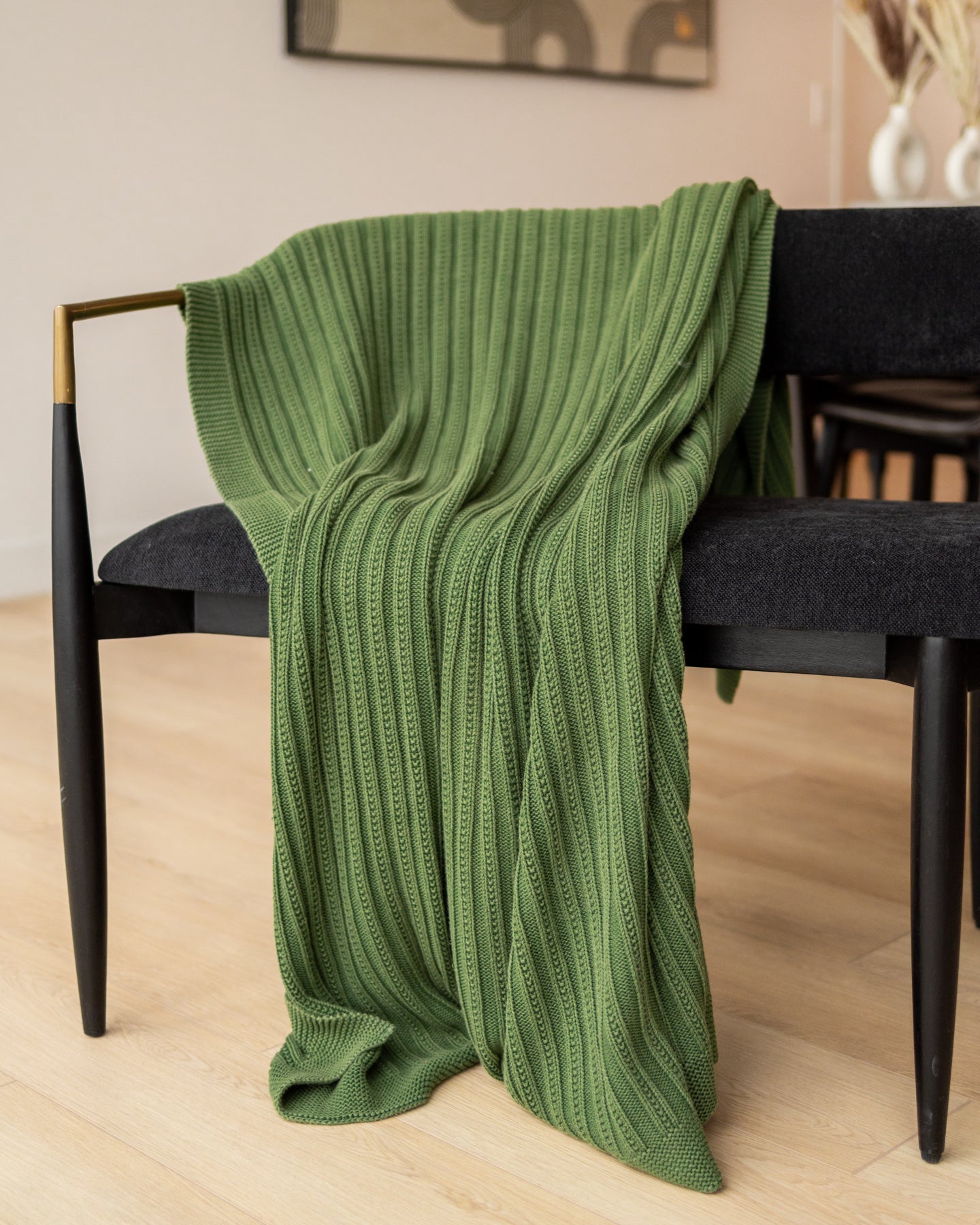 Olive green knitted online throw