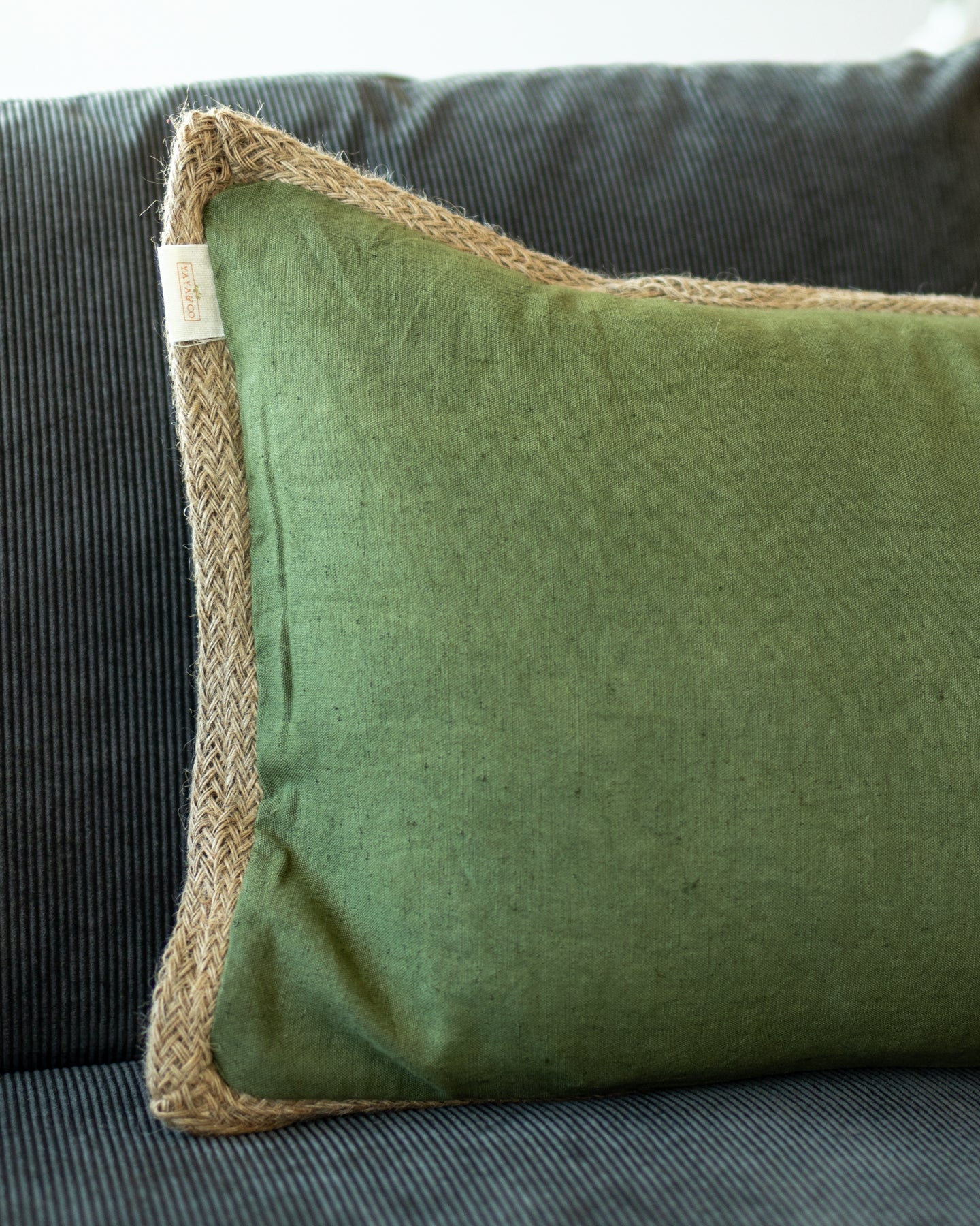 Green linen throw discount pillow