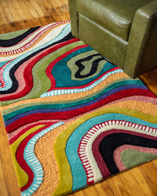 Echo Organic Wool Handmade Colorful Tufted Abstract Rug – YaYa & Co.