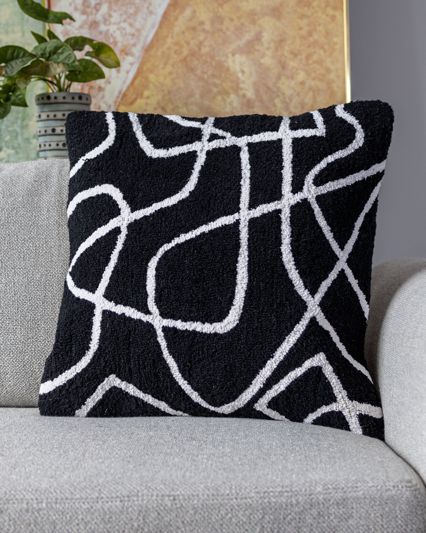 Black and white discount abstract throw pillows