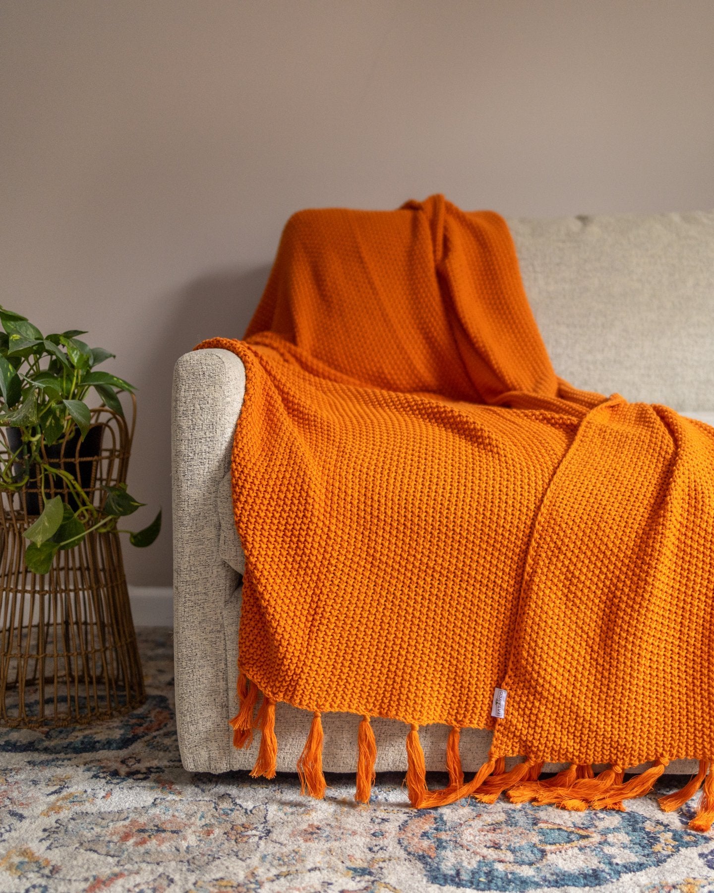 Orange fall throw online blanket