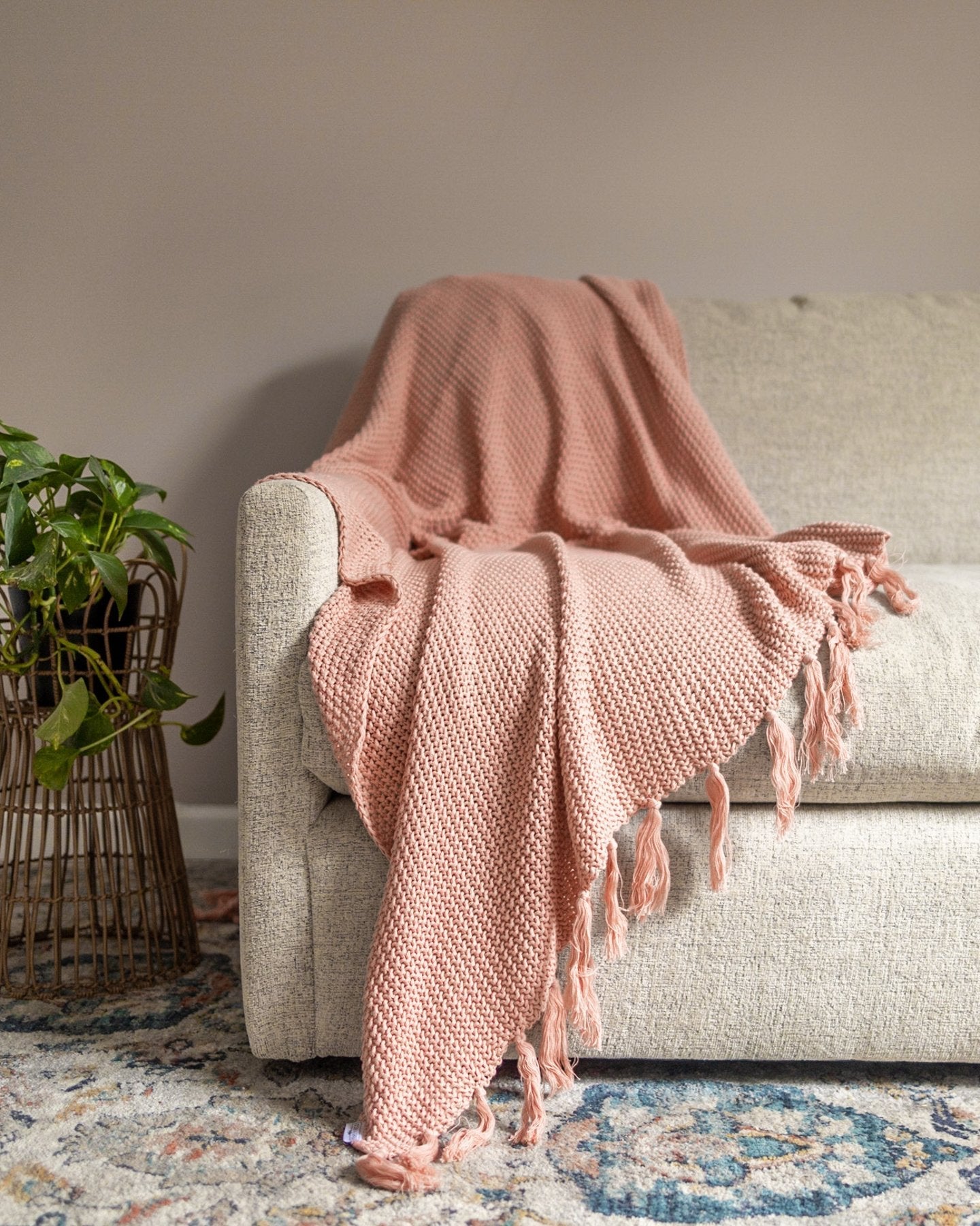 Pink cotton throw hot sale