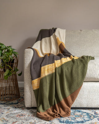 Mustard Knitted Blanket 100% Organic Cotton Nenina & Co – Nenina & Co®️