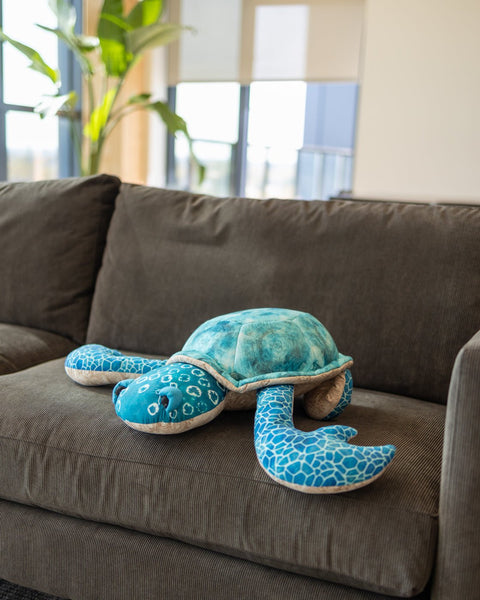 YAYA Co. Organic Cotton Turtle Pillow Ocean Light Organic Tufted Decor