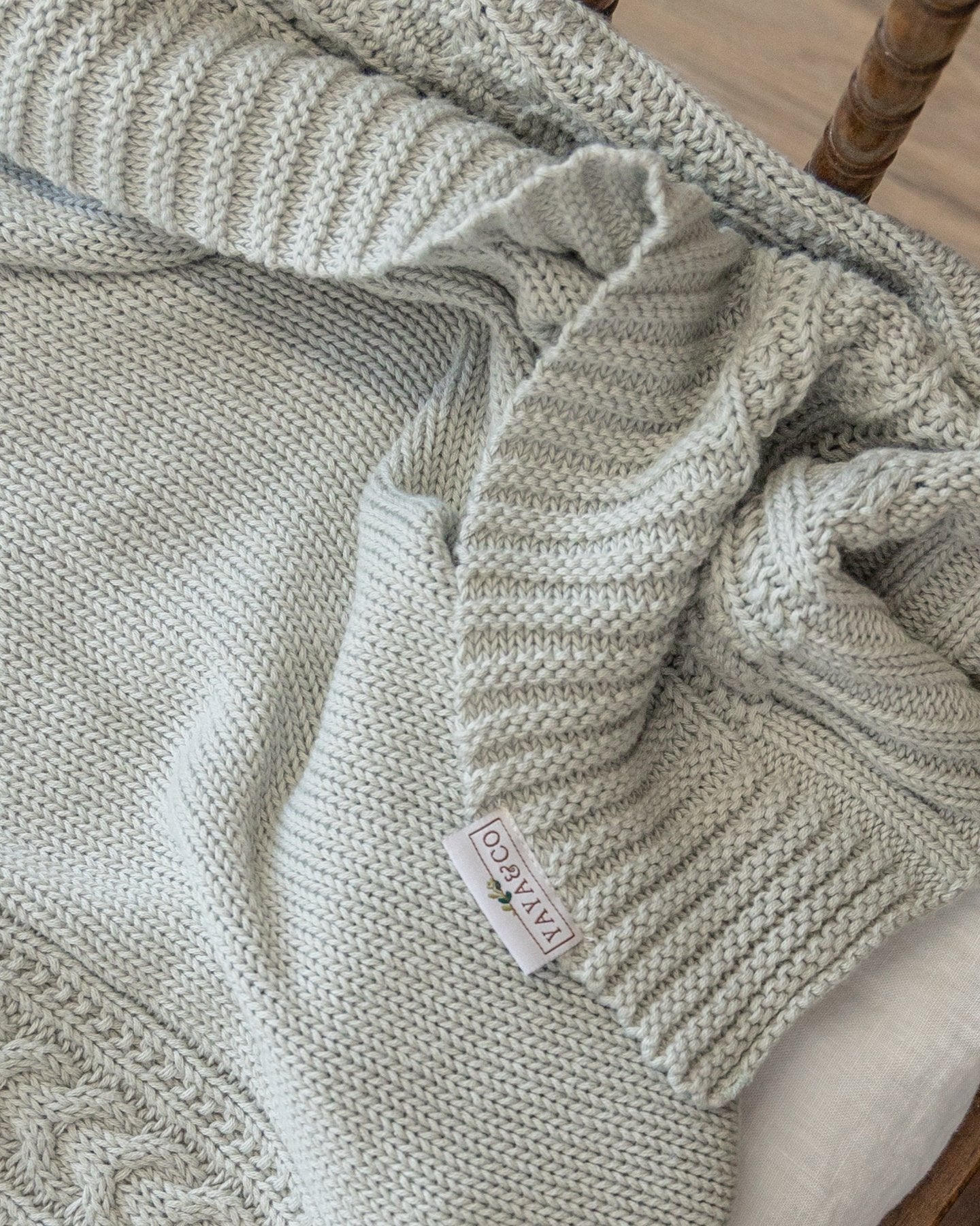 Grey knitted best sale baby blanket