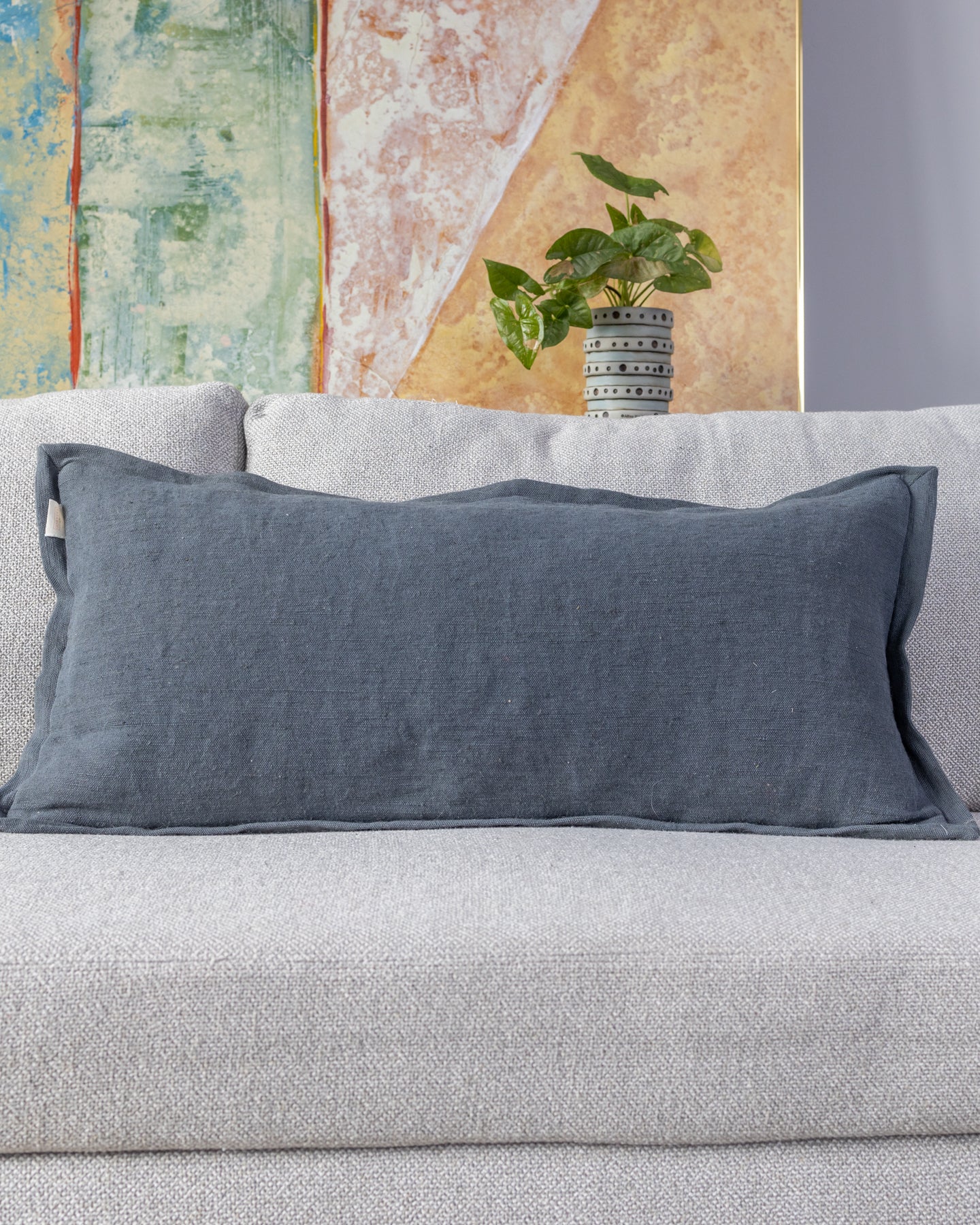 Linen lumbar throw pillows hot sale