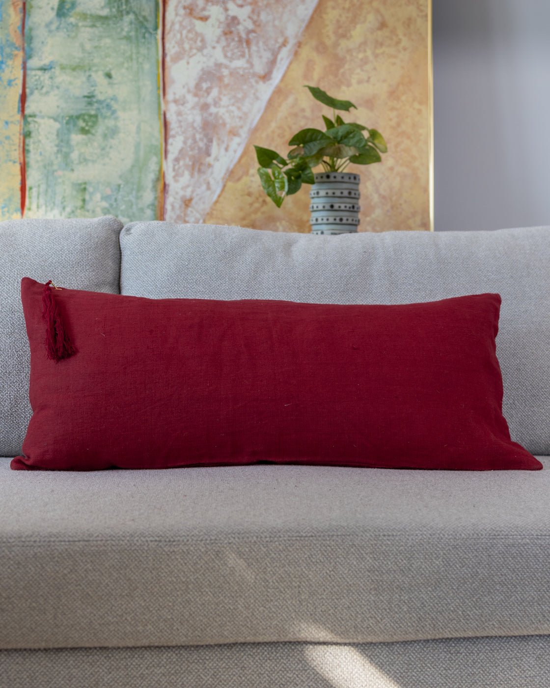 Lumbar best sale pillow linen